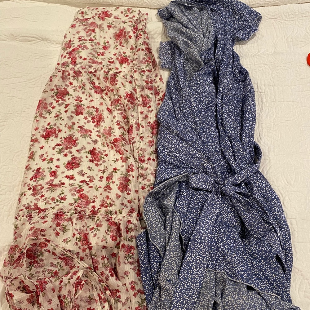 Ann Taylor skirt and high/low wrap dress (no label)